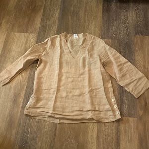 Sigrid Olsen Linen top. Soft Tan color.